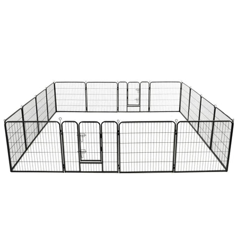 Dog Playpen 16 Panels Steel -Black