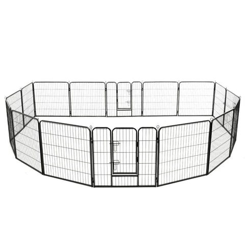 Dog Playpen 16 Panels Steel -Black