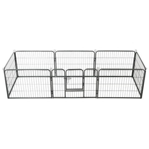 Dog Playpen 8 Panels Steel Black M