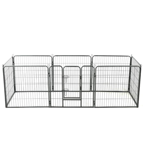 Dog Playpen 8 Panels Steel Black S