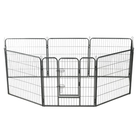 Dog Playpen 8 Panels Steel Black S