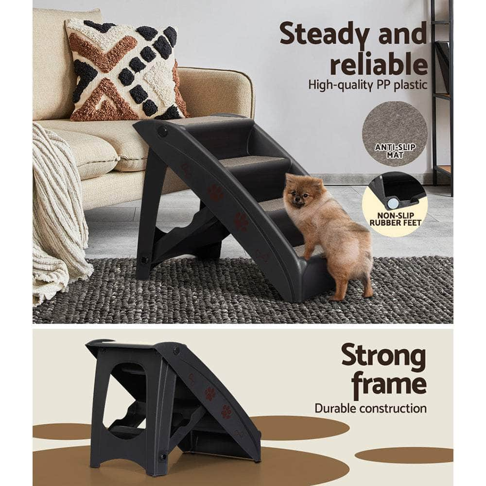 Dog Ramp Steps For Bed Sofa Car Pet Stairs Ladder Portable Foldable Black