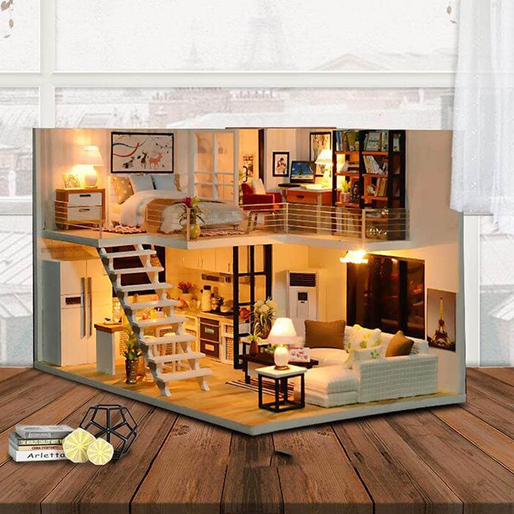 Dollhouse Miniature With Furniture Kit, Dust Proof, Music - M9