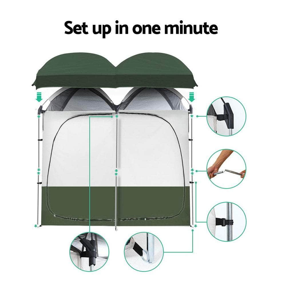 Double Camping Shower Toilet Tent Outdoor Portable Change Room