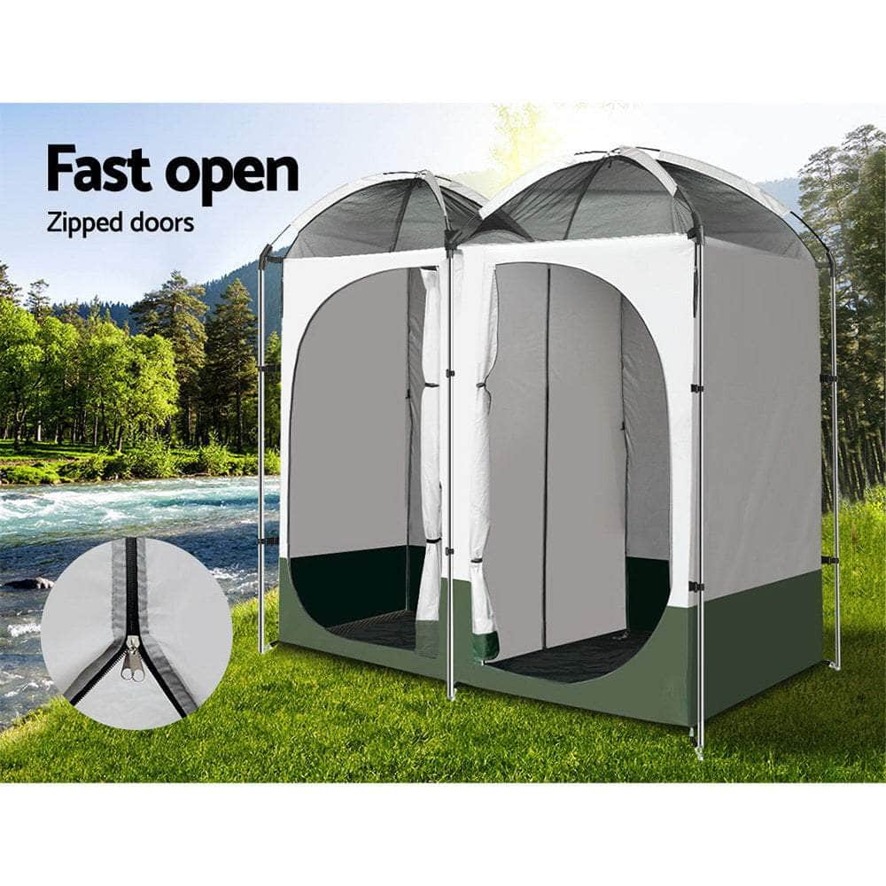 Double Camping Shower Toilet Tent Outdoor Portable Change Room