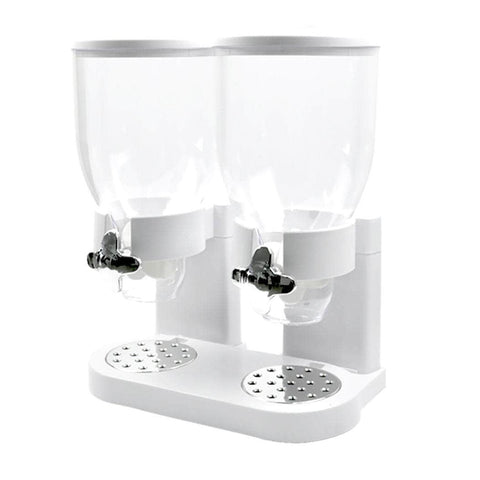 Double Cereal Dispenser Dry Food White