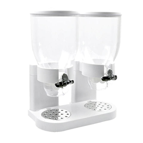 Double Cereal Dispenser Dry Food White