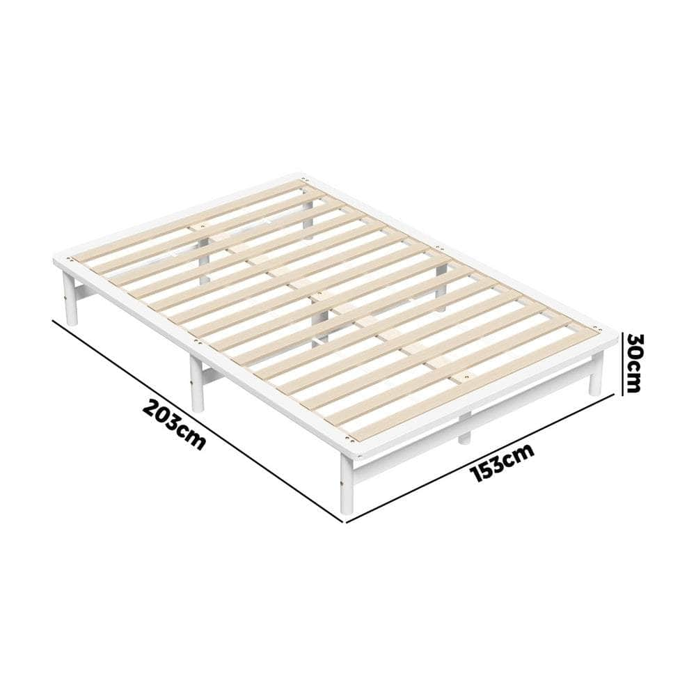 Double/King Single/Queen Wooden Bed Frame Solid Pine Timber White