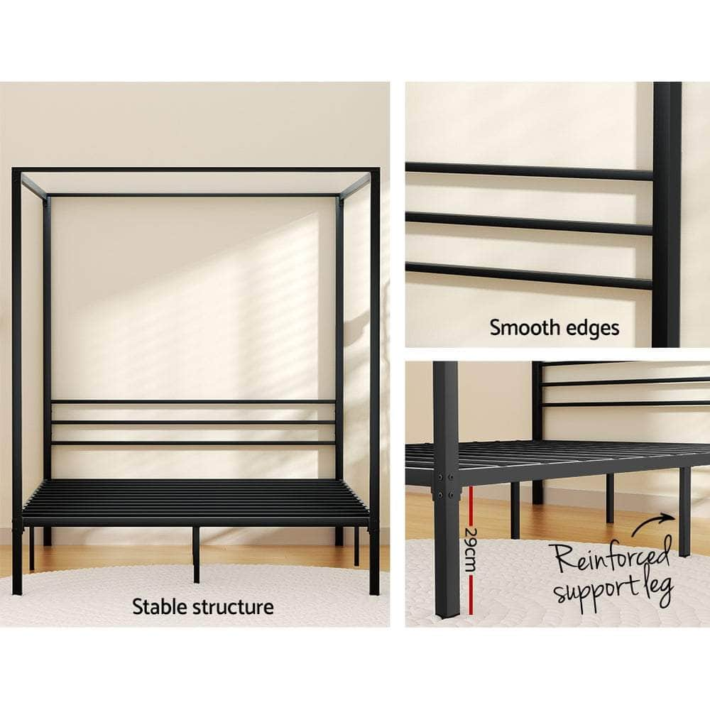 Double/Queen Metal Four-Poster Bed Frame - Black