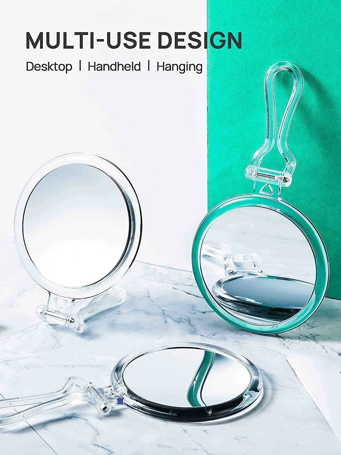 Double-Sided 1X/10X Magnifying Foldable Makeup Mirror For Handheld