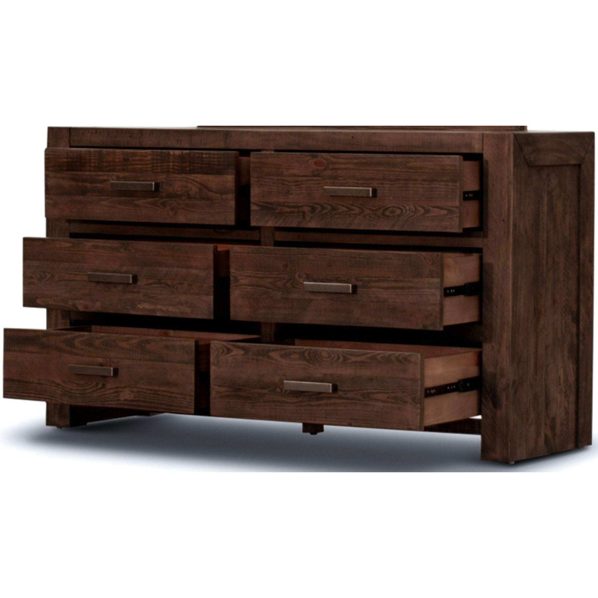 Dresser 6 Chest Of Drawers Solid Pine Wood Storage Cabinet - Grey Stone