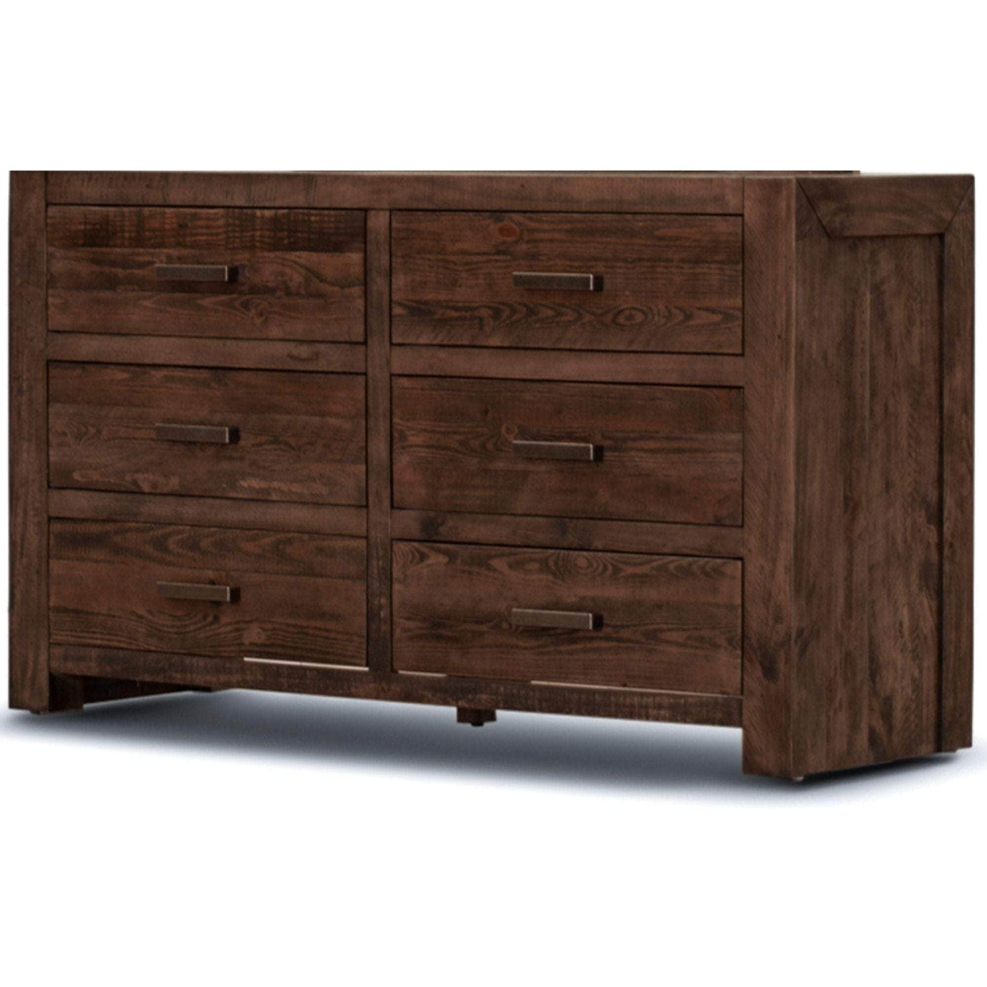 Dresser 6 Chest Of Drawers Solid Pine Wood Storage Cabinet - Grey Stone