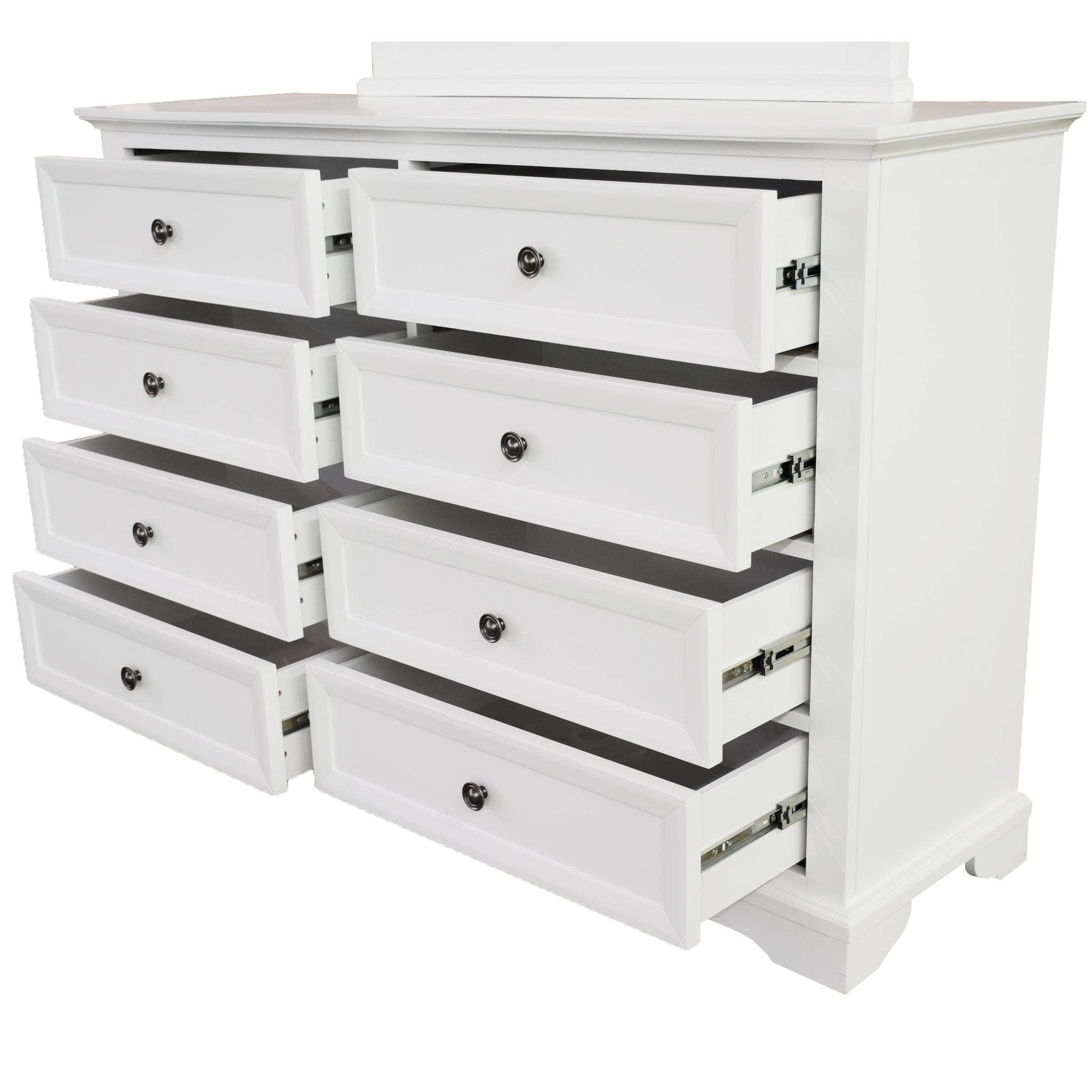 Dresser 8 Chest Of Drawers Bedroom Acacia Timber Storage Cabinet - White