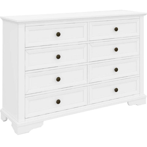 Dresser 8 Chest Of Drawers Bedroom Acacia Timber Storage Cabinet - White