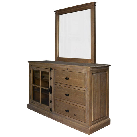 Dresser Mirror 5 Chest Of Drawers 1 Door Bed Storage Cabinet - Natural