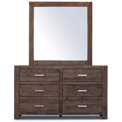 Dresser Mirror 6 Chest Of Drawers Tallboy Storage Cabinet - Grey Stone