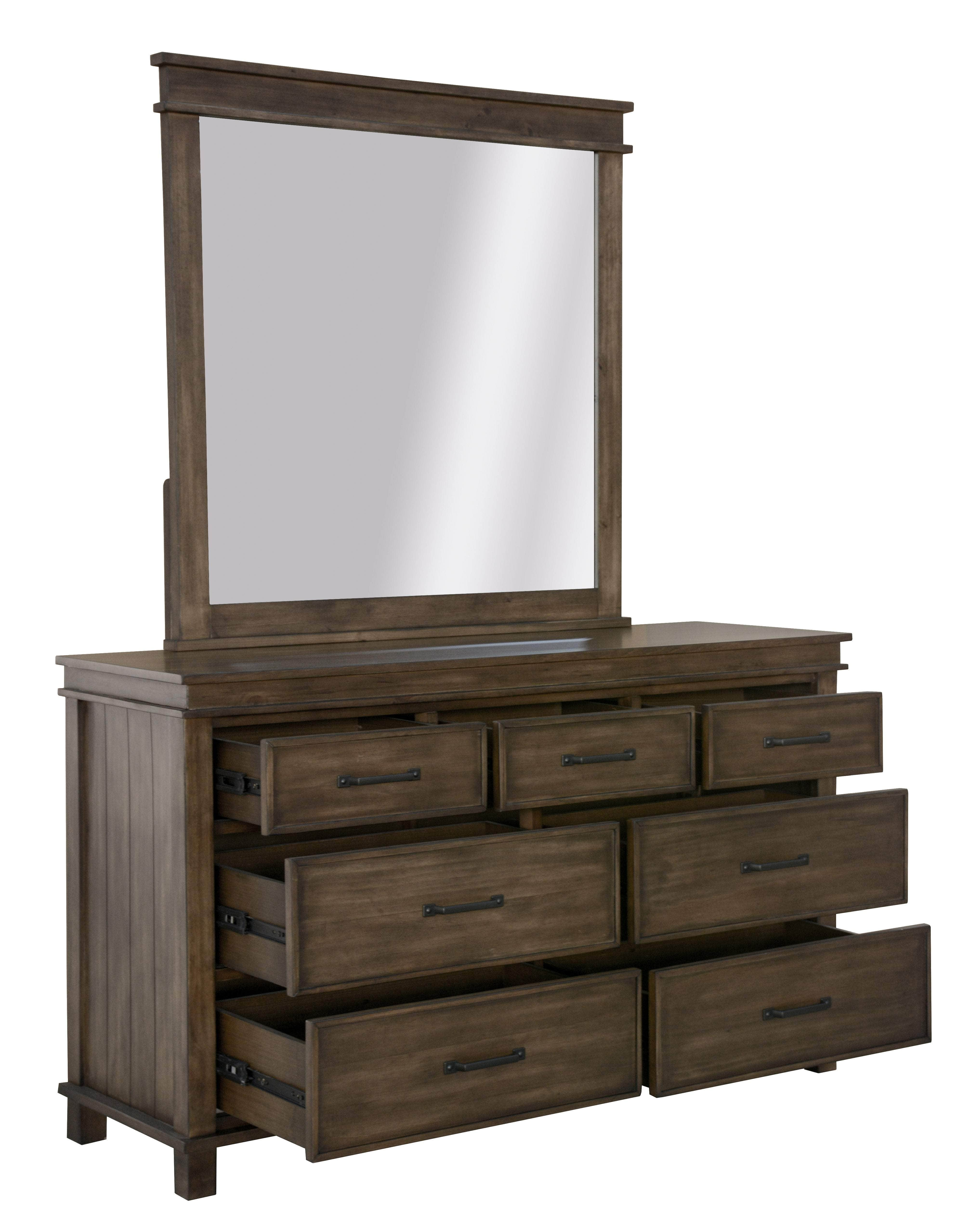 Dresser Mirror 7 Chest Of Drawers Tallboy Storage Cabinet - Rustic Grey