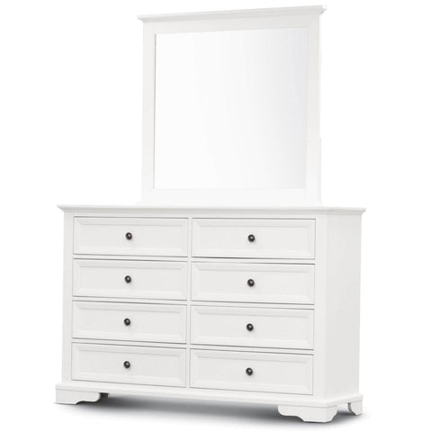 Dresser Mirror 8 Chest Of Drawers Bedroom Timber Storage Cabinet - White