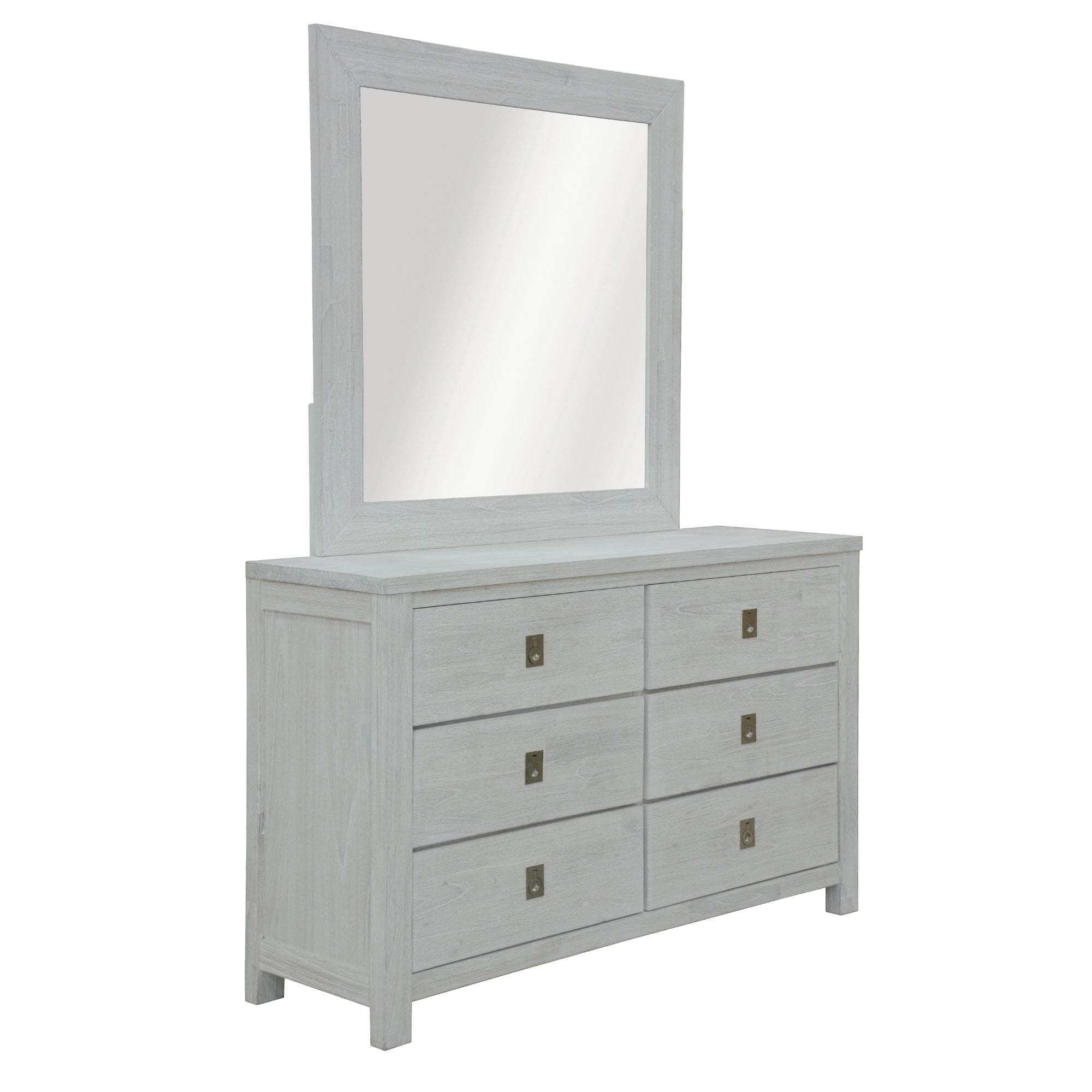 Dresser Mirror Vanity Dressing Table Solid Mindi Wood Frame White Wash