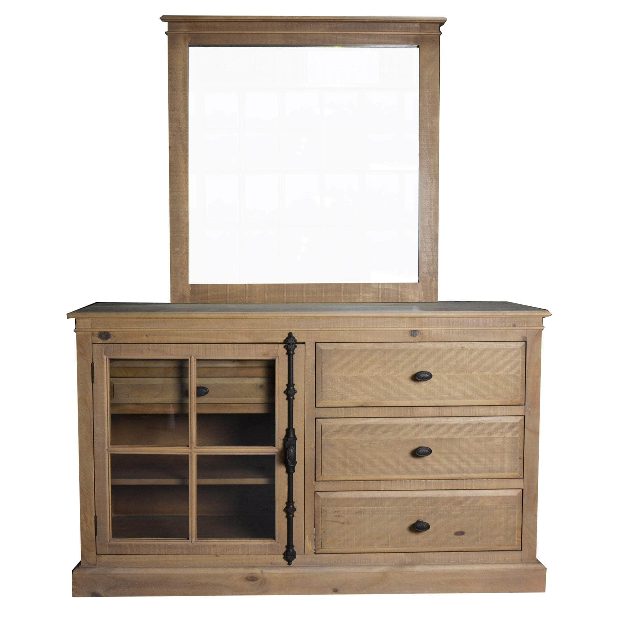 Dresser Mirror Vanity Dressing Table Solid Wood Frame - Natural