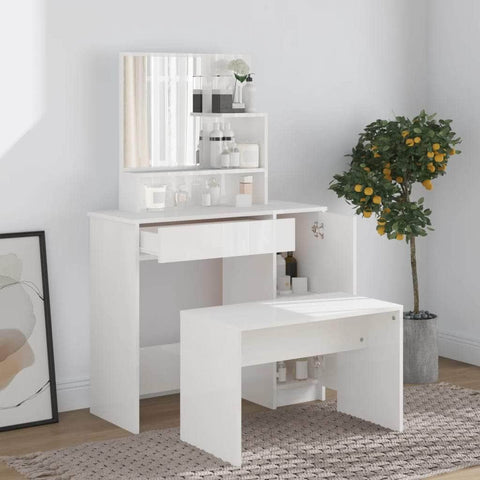 Dressing Table Set High Gloss White