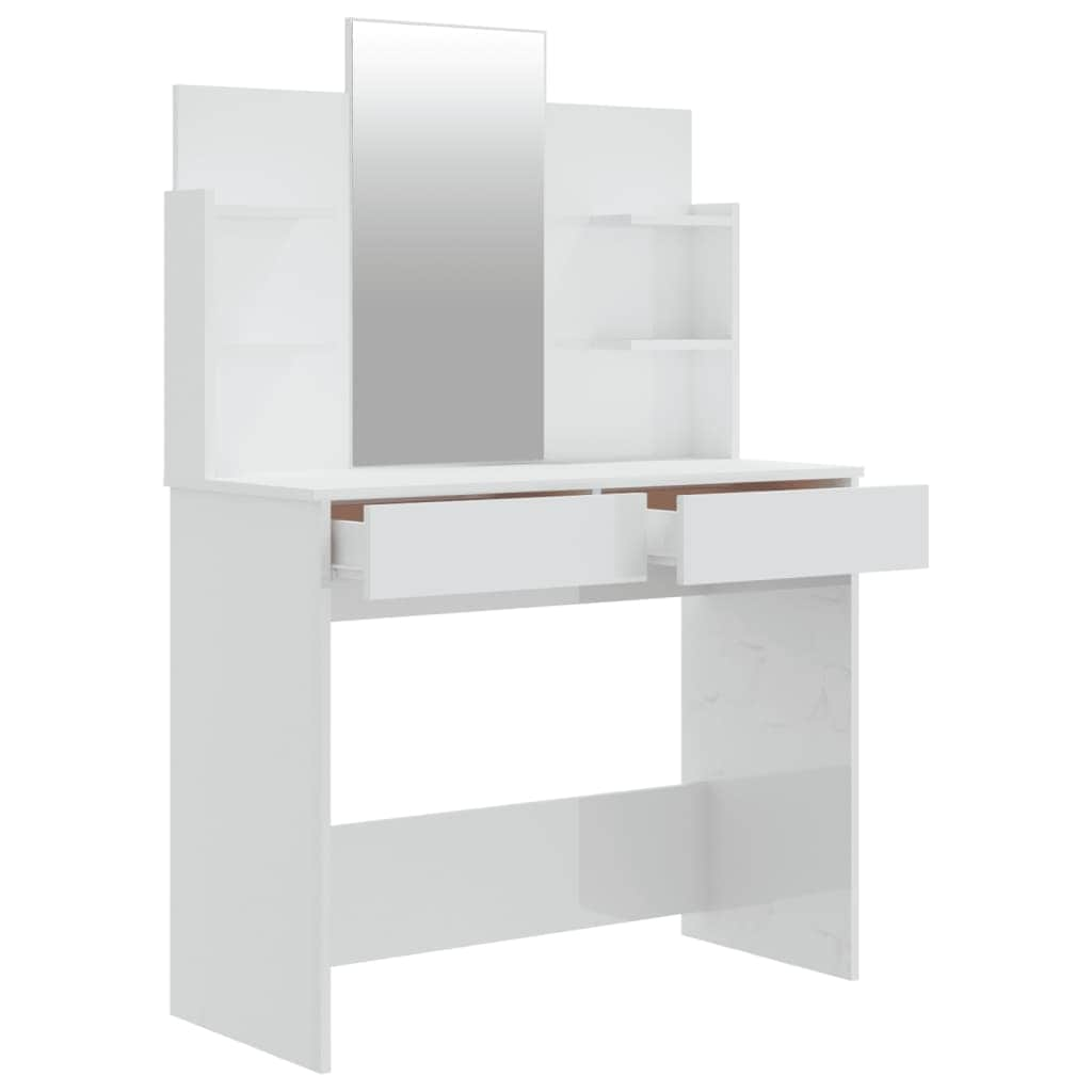 Dressing Table Set High Gloss - White