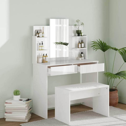 Dressing Table Set High Gloss - White