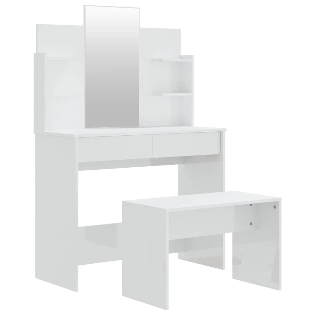 Dressing Table Set High Gloss - White