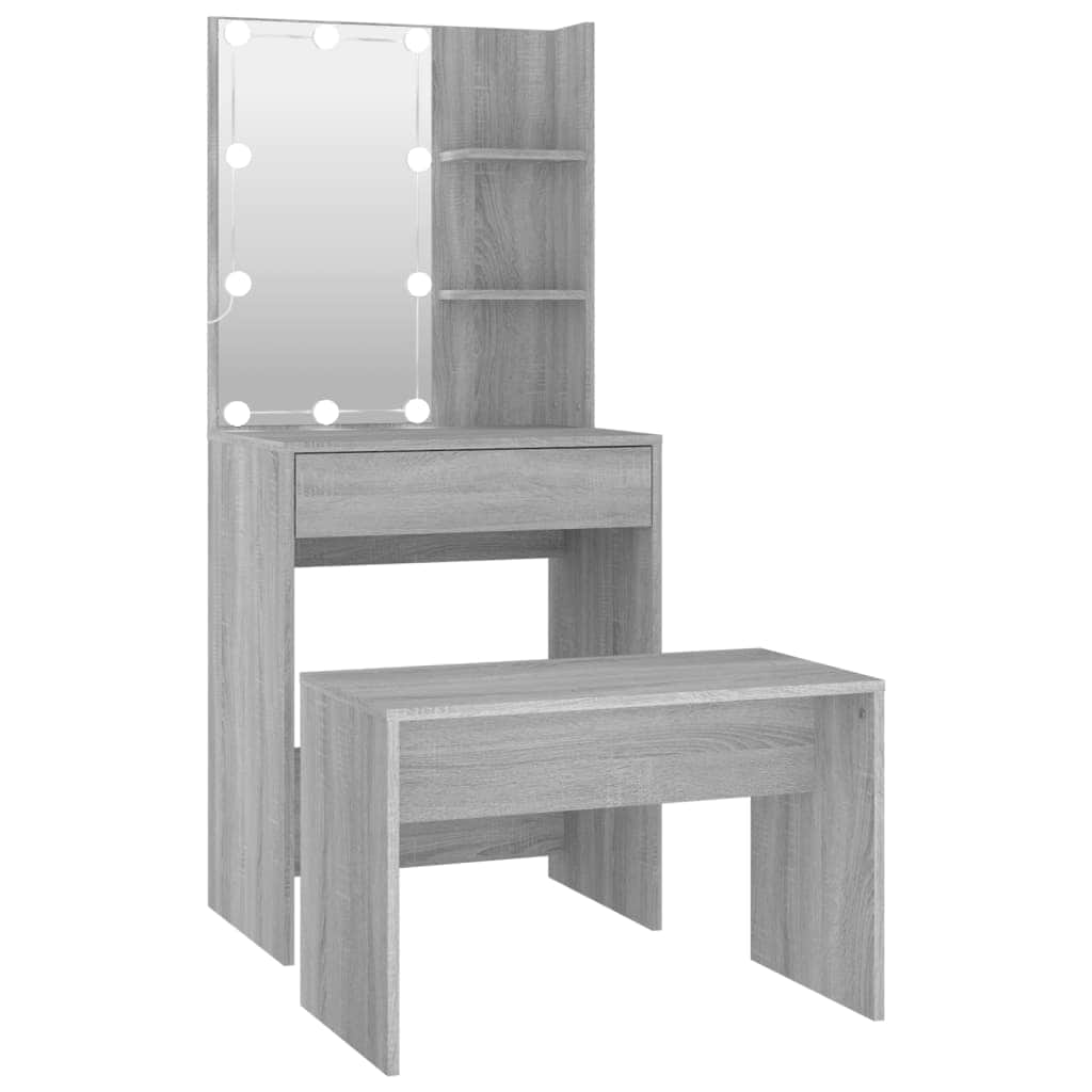 Dressing Table Set with LED Engineered Wood