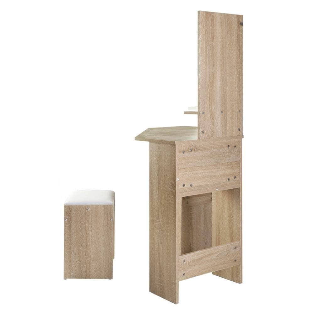 Dressing Table Stool Set Corner 5 Drawers Oak