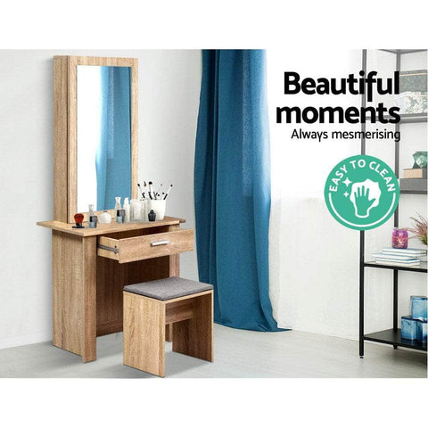 Dressing Table Stool Set Sliding Mirror Oak Demi