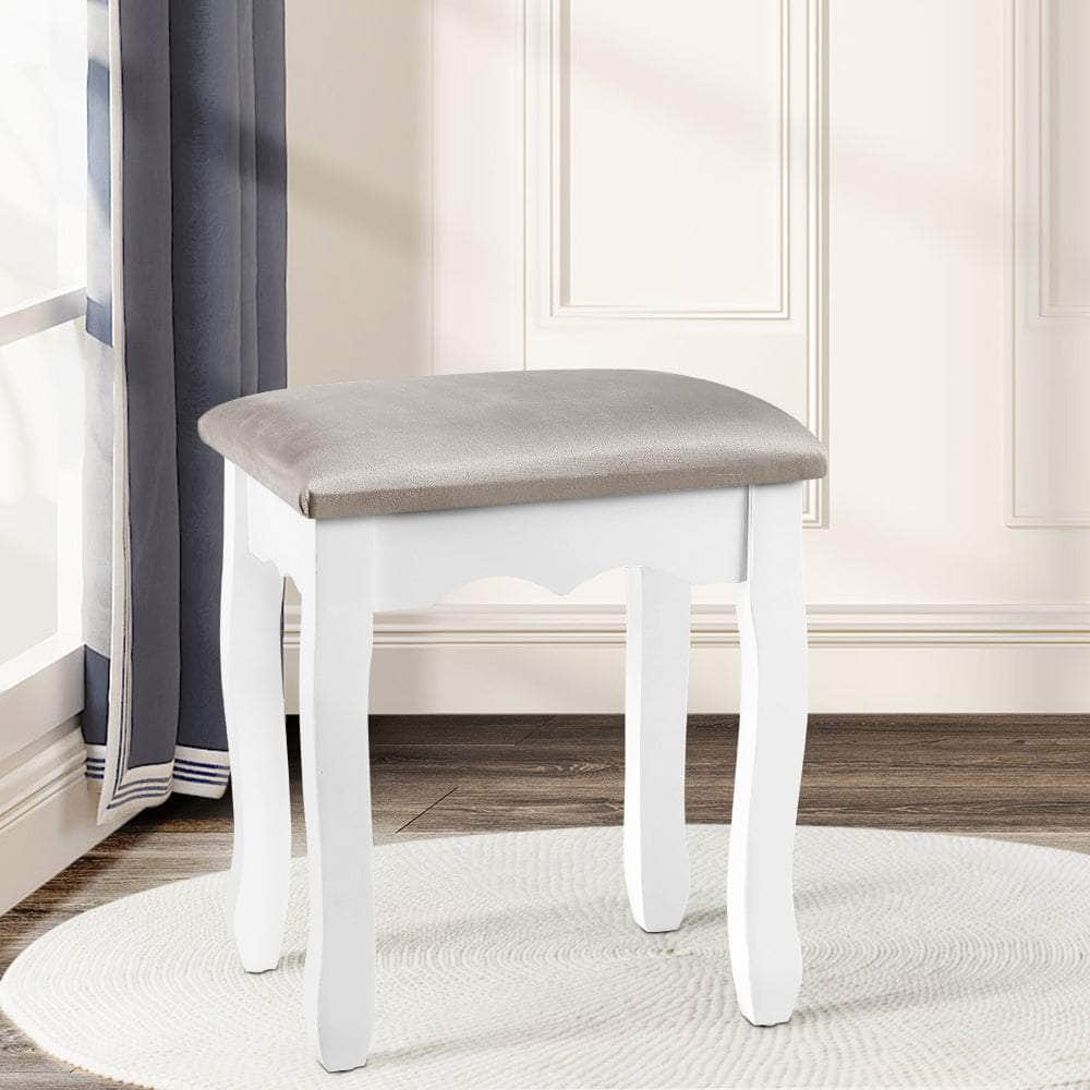 Dressing Table Stool Velvet Grey