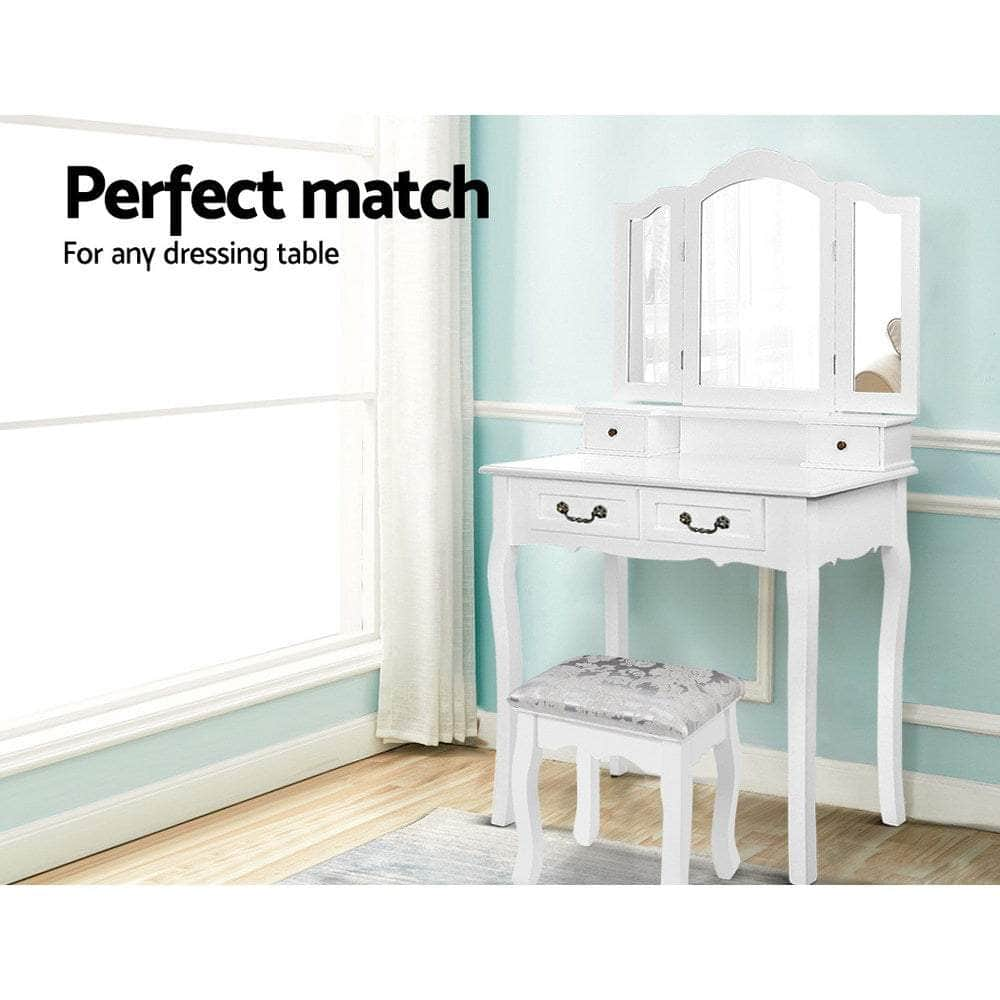 Dressing Table Stool Velvet White