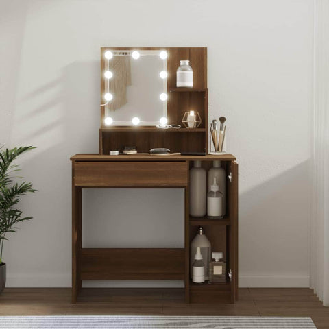 Dressing Table with LED Brown Oak