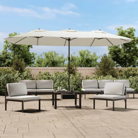 Dual Delight: Sand White Double-Head Parasol for Sunlit Comfort