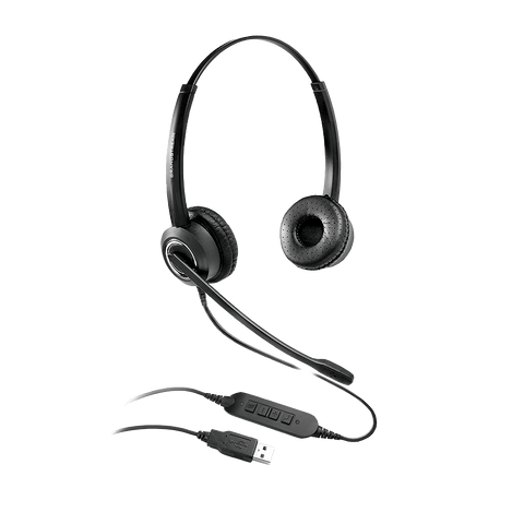 Dual Ear Usb Headset: Hd Audio, Noise Canceling Mic, Inline Controls