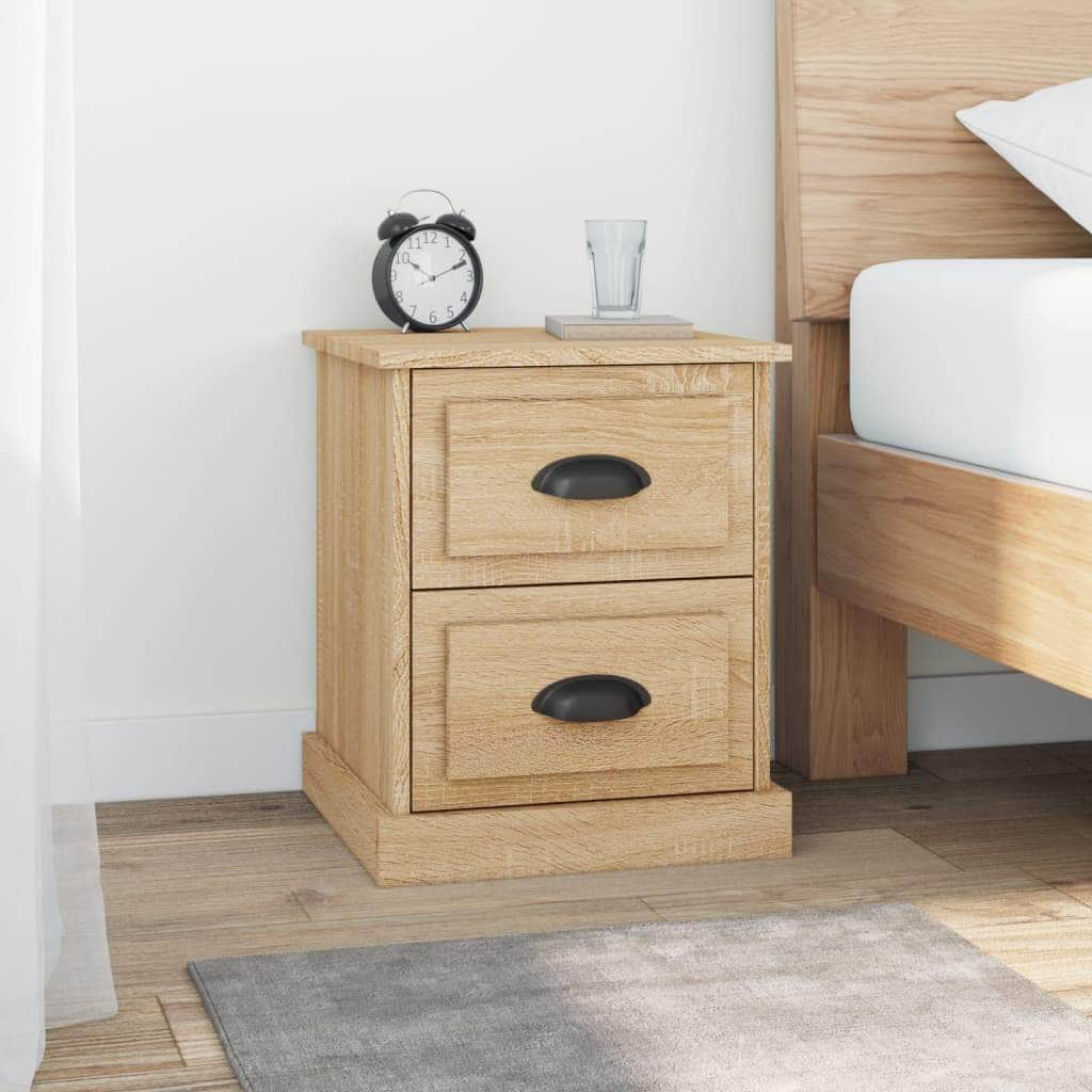 Dual Lustrous Duets: Set of 2 High Gloss White Engineered Wood Bedside Cabinets