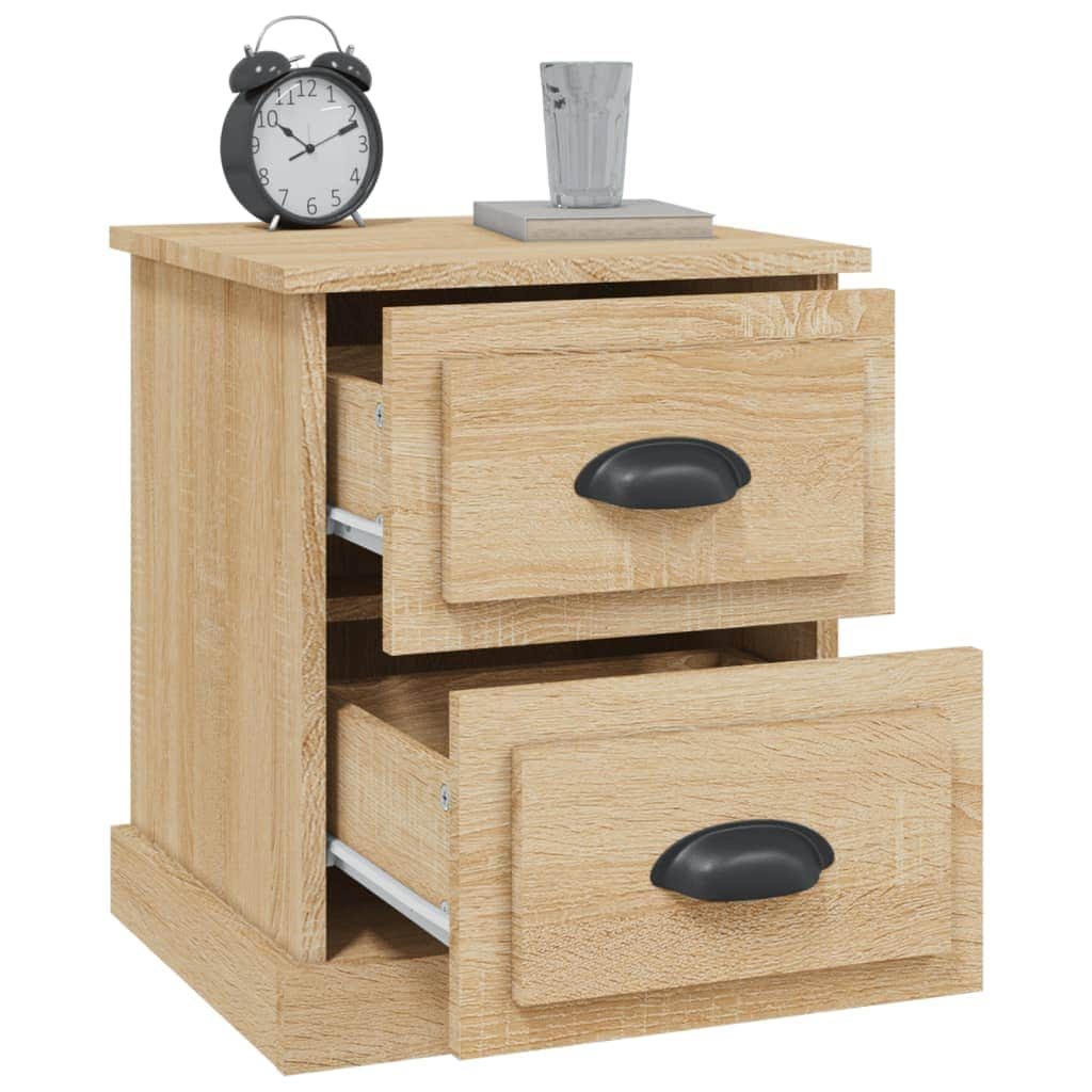 Dual Lustrous Duets: Set of 2 High Gloss White Engineered Wood Bedside Cabinets