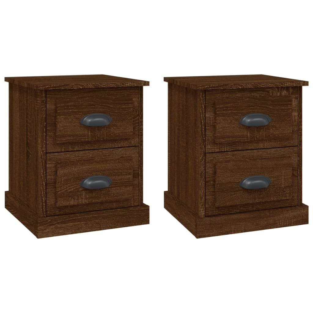 Dual Lustrous Duets: Set of 2 High Gloss White Engineered Wood Bedside Cabinets