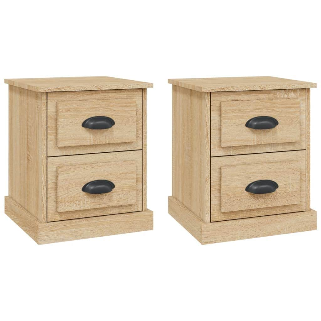 Dual Lustrous Duets: Set of 2 High Gloss White Engineered Wood Bedside Cabinets