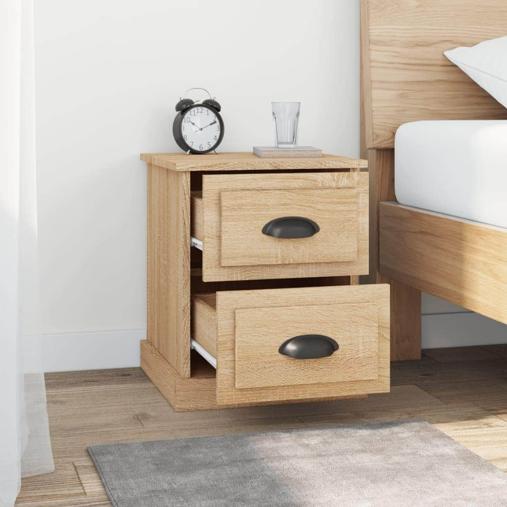 Dual Lustrous Duets: Set of 2 High Gloss White Engineered Wood Bedside Cabinets