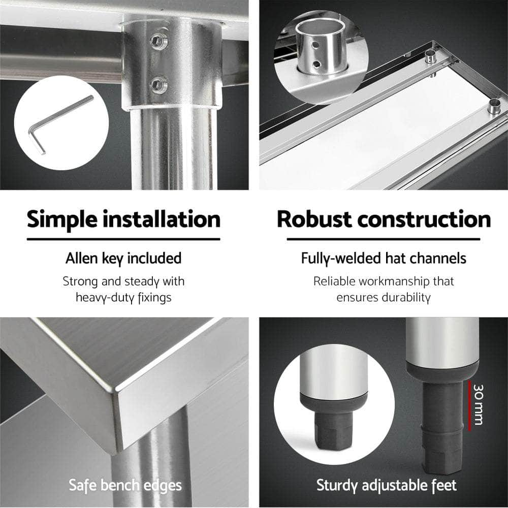 Durable 1524X610Mm Stainless Steel Kitchen Bench