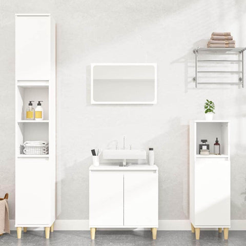 Durable 2-Piece White Engineered Wood Bathroom Ensemble