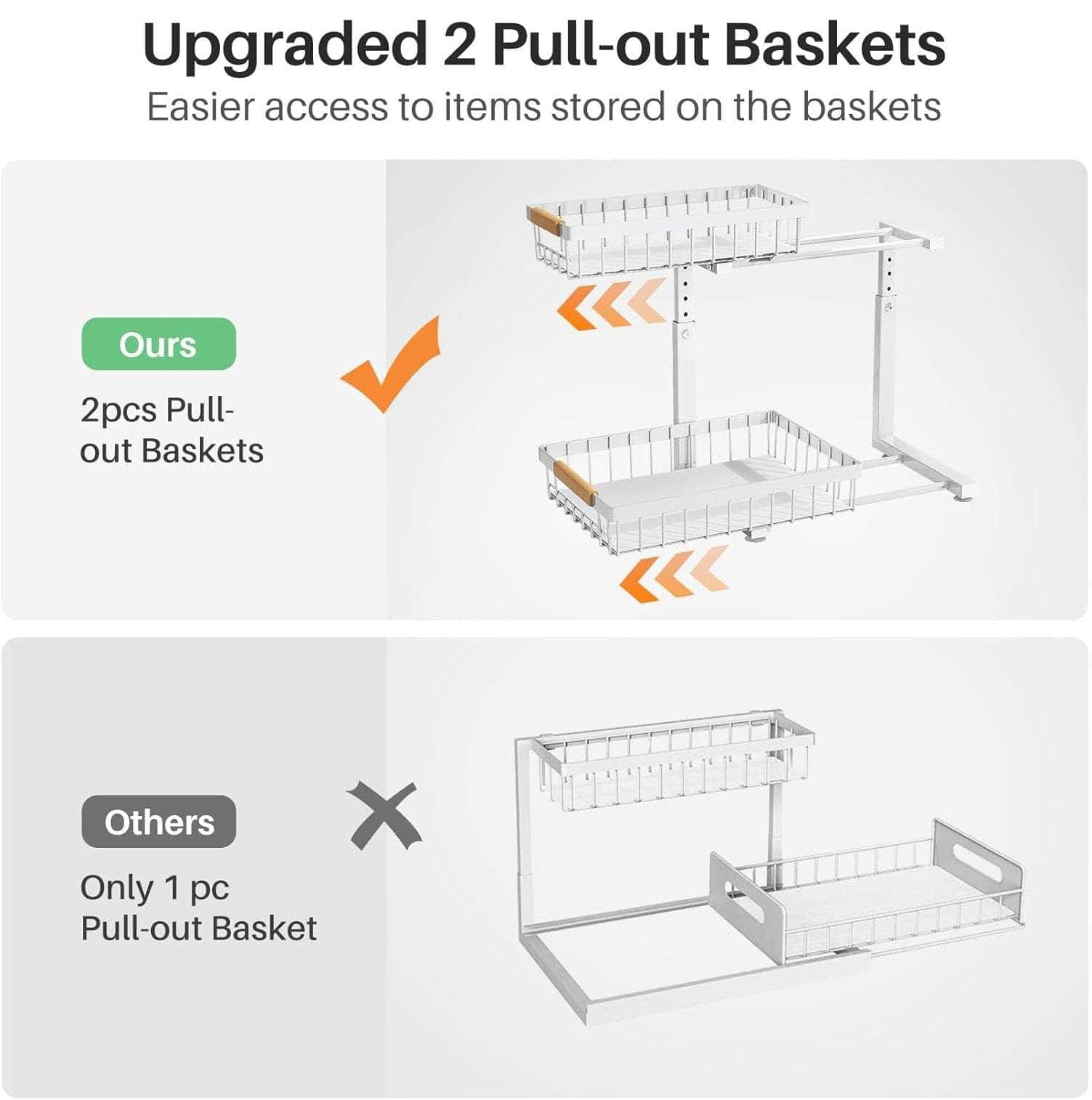 Durable 2-Tier Under Sink Organizer - Adjustable & Space-Saving