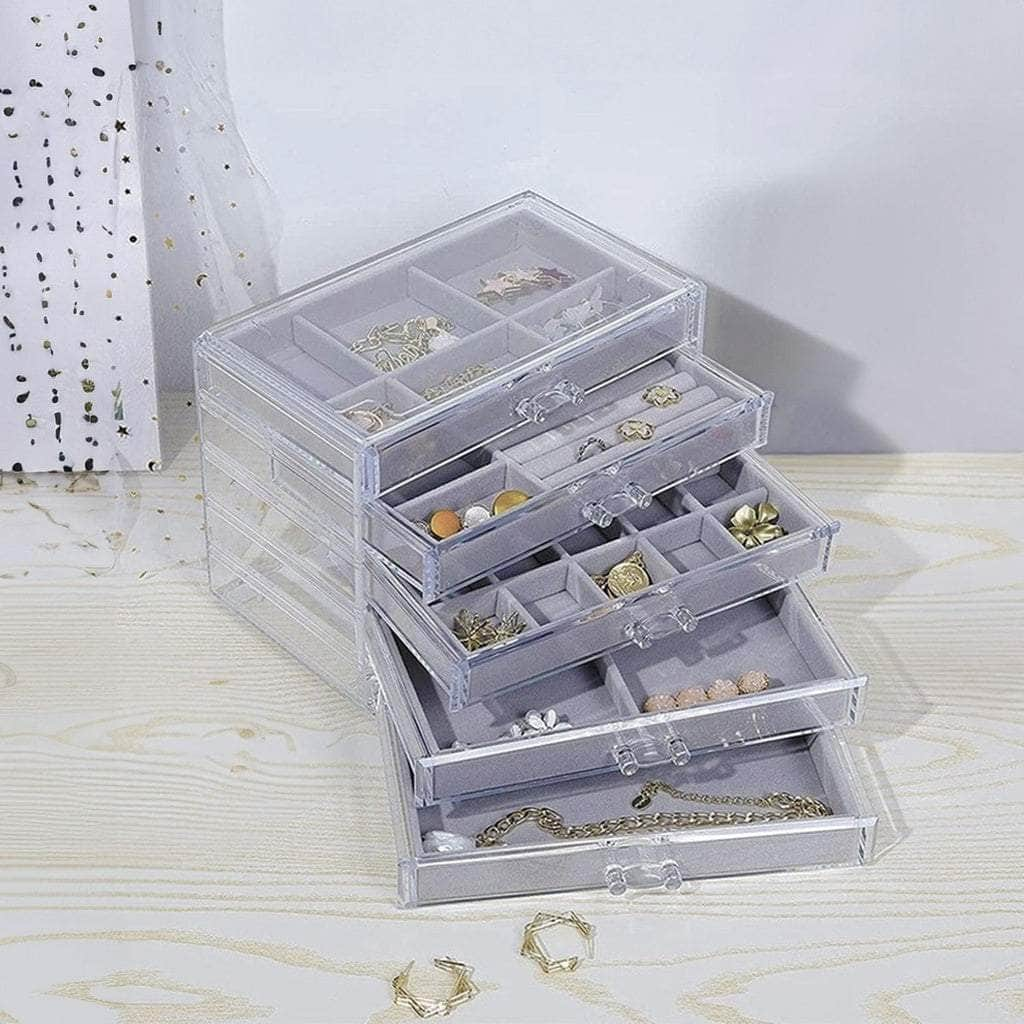 Earring Jewelry Organiser with 5 Drawers Grey