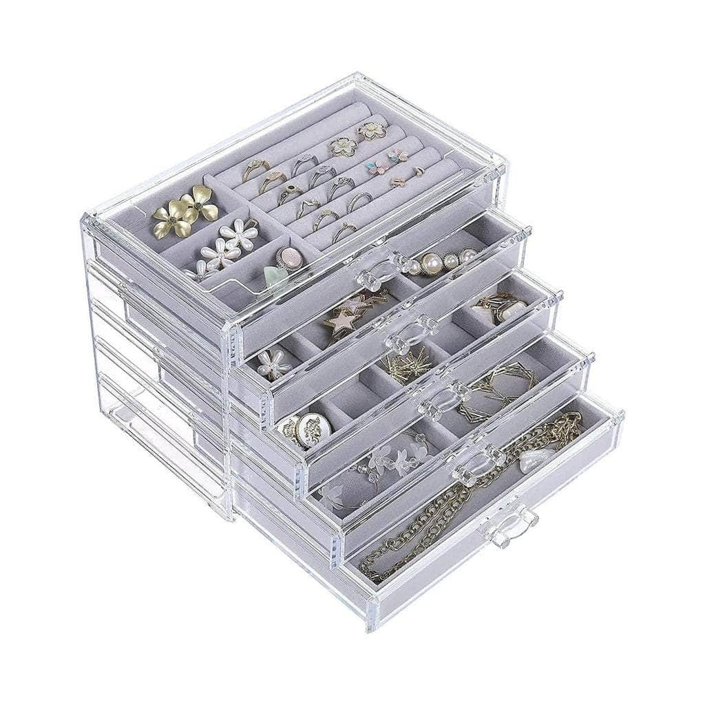 Earring Jewelry Organiser with 5 Drawers Grey