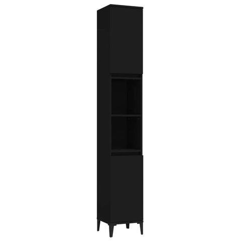 Ebony Elegance: Engineered Wood Bathroom Cabinet