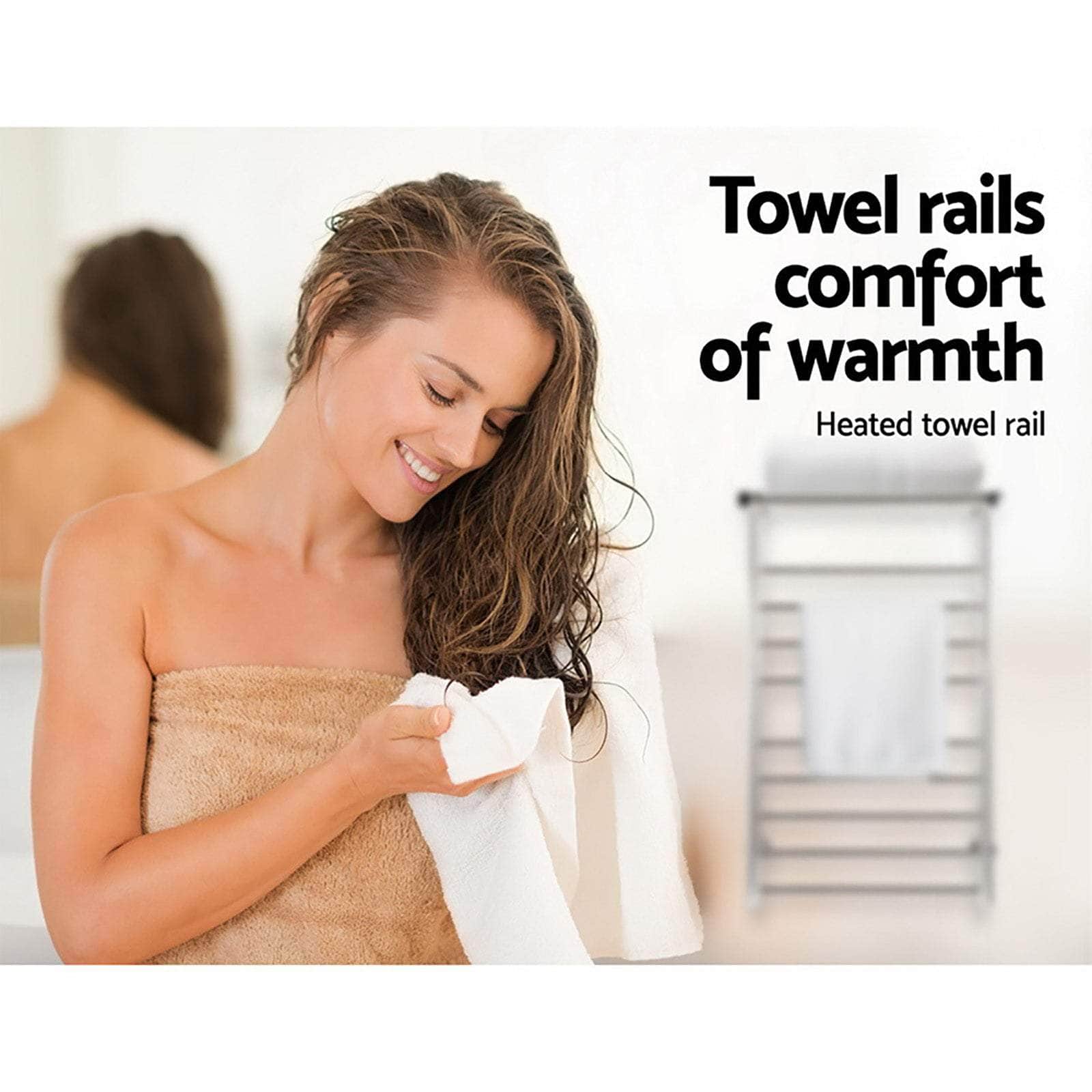 Electric Heated Towel Rail Rack 14 Bars Wall Mounted Clothes Dry Warmer