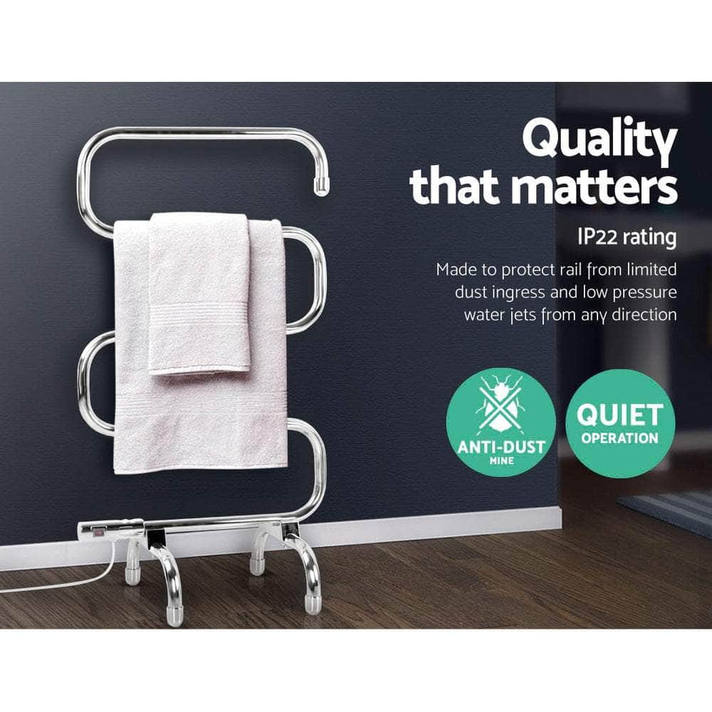 Electric Heated Towel Rail Rack 5 Bars Freestanding Clothes Dry Warmer