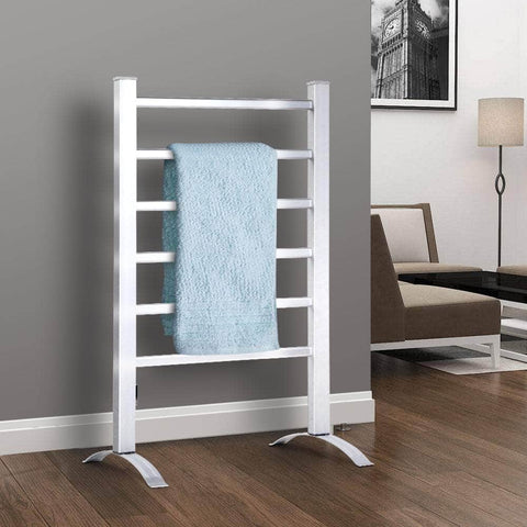 Electric Heated Towel Rail Rack 6 Bars Freestanding Clothes Dry Warmer